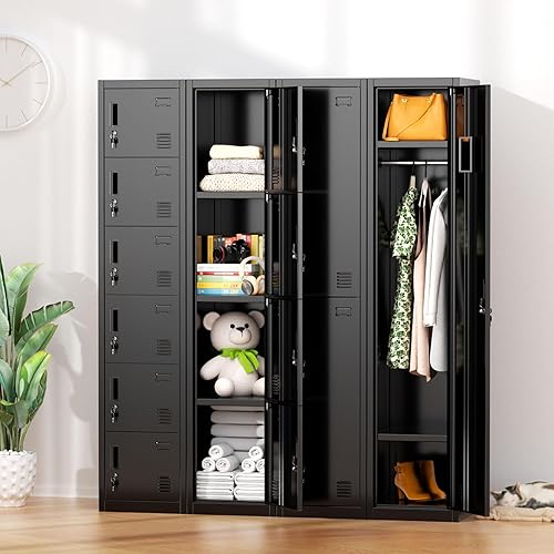 Vista 45 de Greenvelly Armario de almacenamiento de 9 puertas para empleados, casillero de metal para oficina, gimnasio, Shool, casillero de acero negro