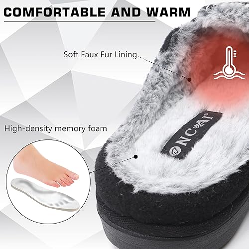 Miniatura 4 de ONCAI Pantuflas de fieltro para hombre, lana y mezcla de algodón, espuma viscoelástica de alta densidad, pantuflas de casa con suela de goma para