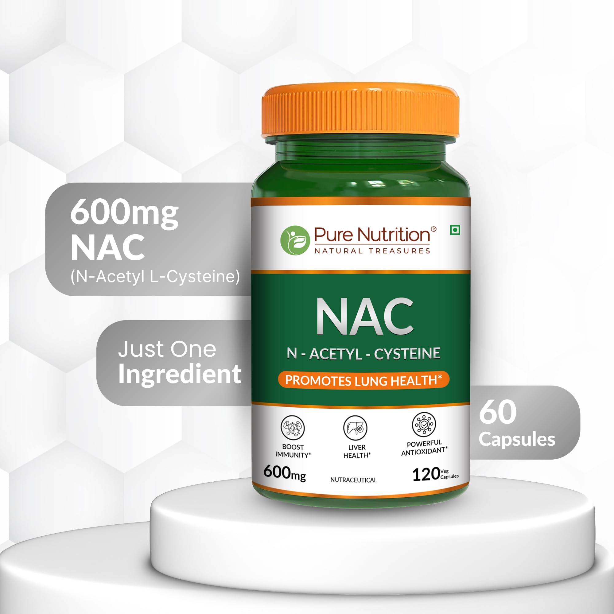 Pure Nutrition NAC (N-Acetyl L-Cysteine) 600mg - 120 Veg Capsules | Powerful Antioxidant Support for Immunity, Lung & Respiratory Health | Enhances Liver Detox, Reduces Oxidative Stress, Boosts Cellular Health for Men & Women — Amazon image 4