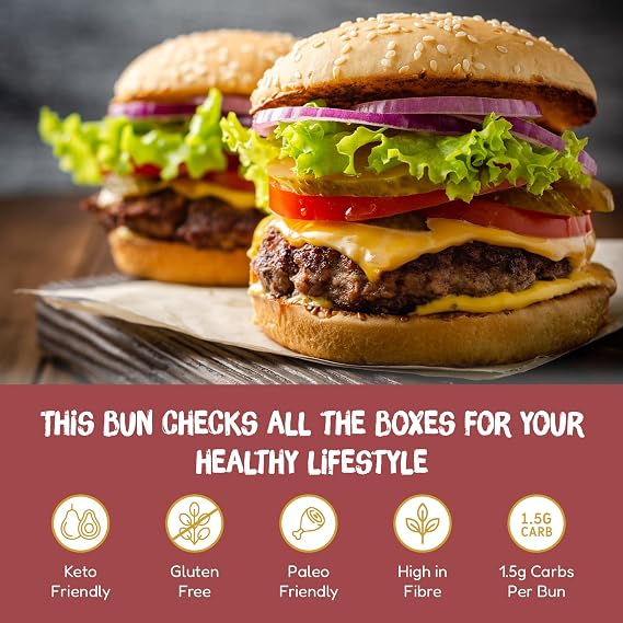 Keto-Pro Keto Bread Rolls | 1.5g Carb Per Roll | Soft Low Carb Bread Buns For Burgers & Sandwiches | Gluten Free Keto Rolls | 2 Pack