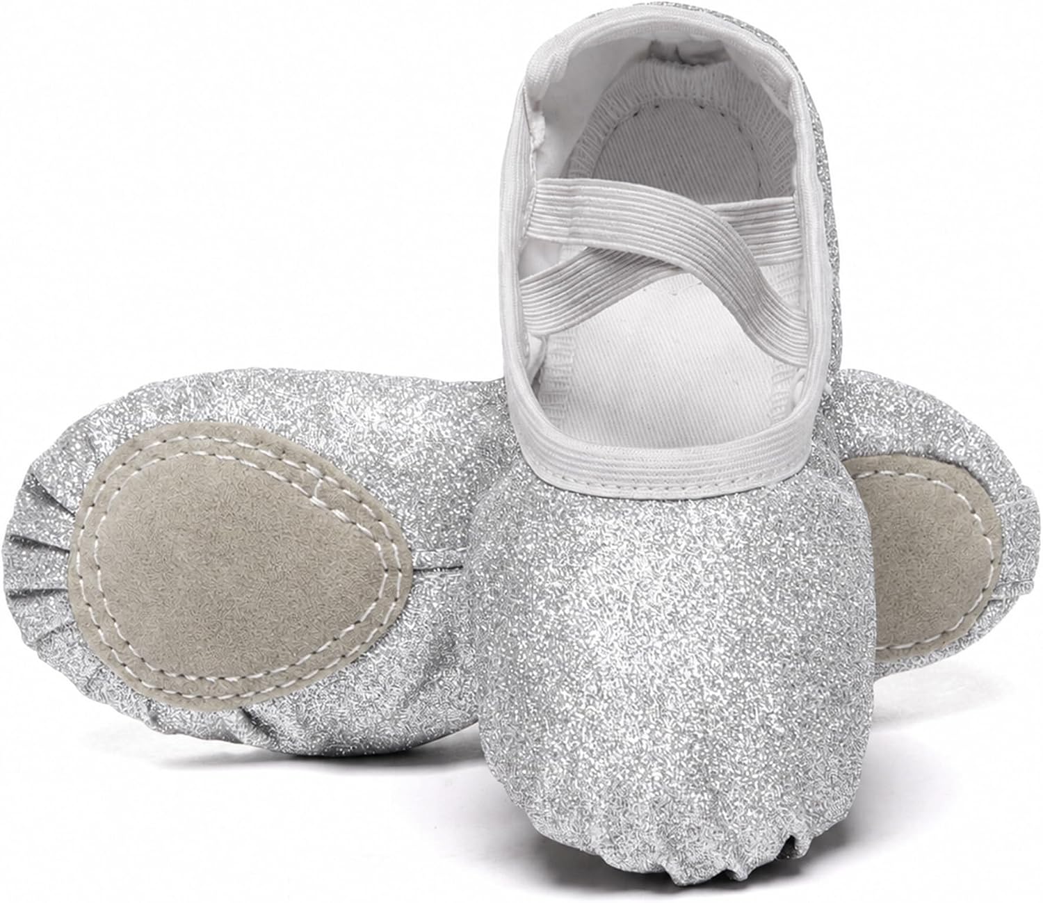 Danzcue Ballet Shoes for Girls Glitter Ballet Slippers Dance Shoes for Toddler/Little/Big Kids