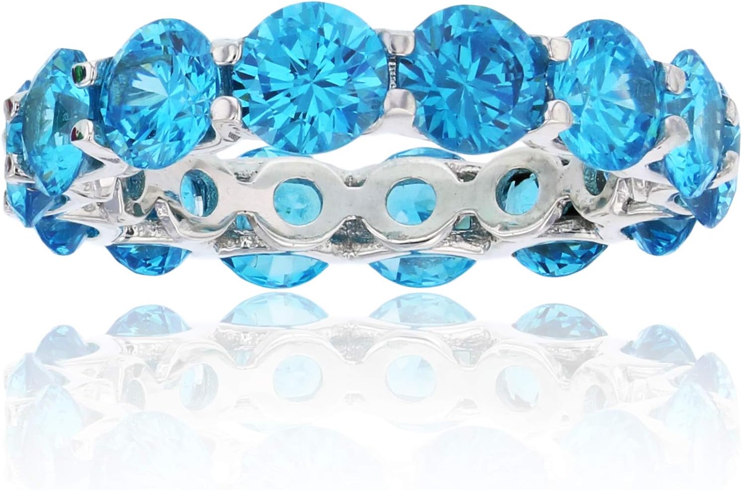 Sterling Silver 5MM Round Yellow, White, Rose Eternity Band Ring