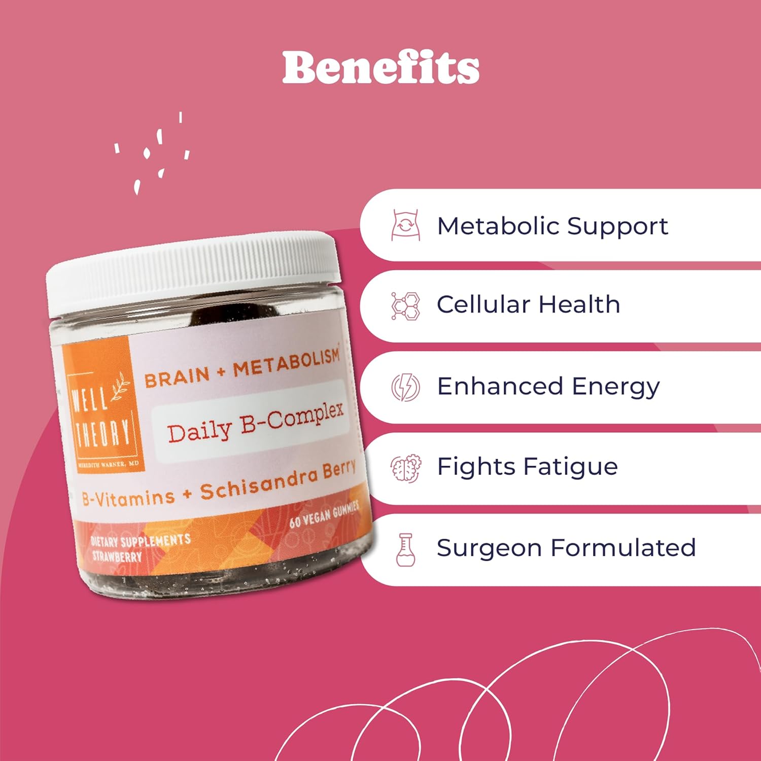 Introducing Daily B-Complex Gummies: Nerve, Brain & Metabolism - Supports Healthy Brain Function - Powerful Antioxidant Support