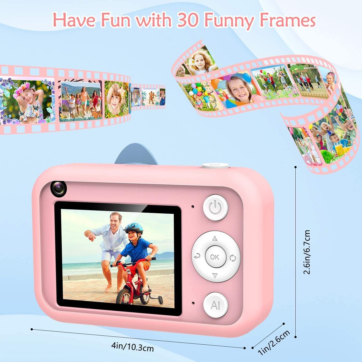 RenFox Kids Camera - 16MP Digital Selfie Camera Toys Gifts for 3-12 Yeas Old Girls Boys, Rechargeable Shockproof 1080P Video Recorder Camcorder with 2.4" LCD Screen, 32GB SD Card & Lens Cover : Toys & Games