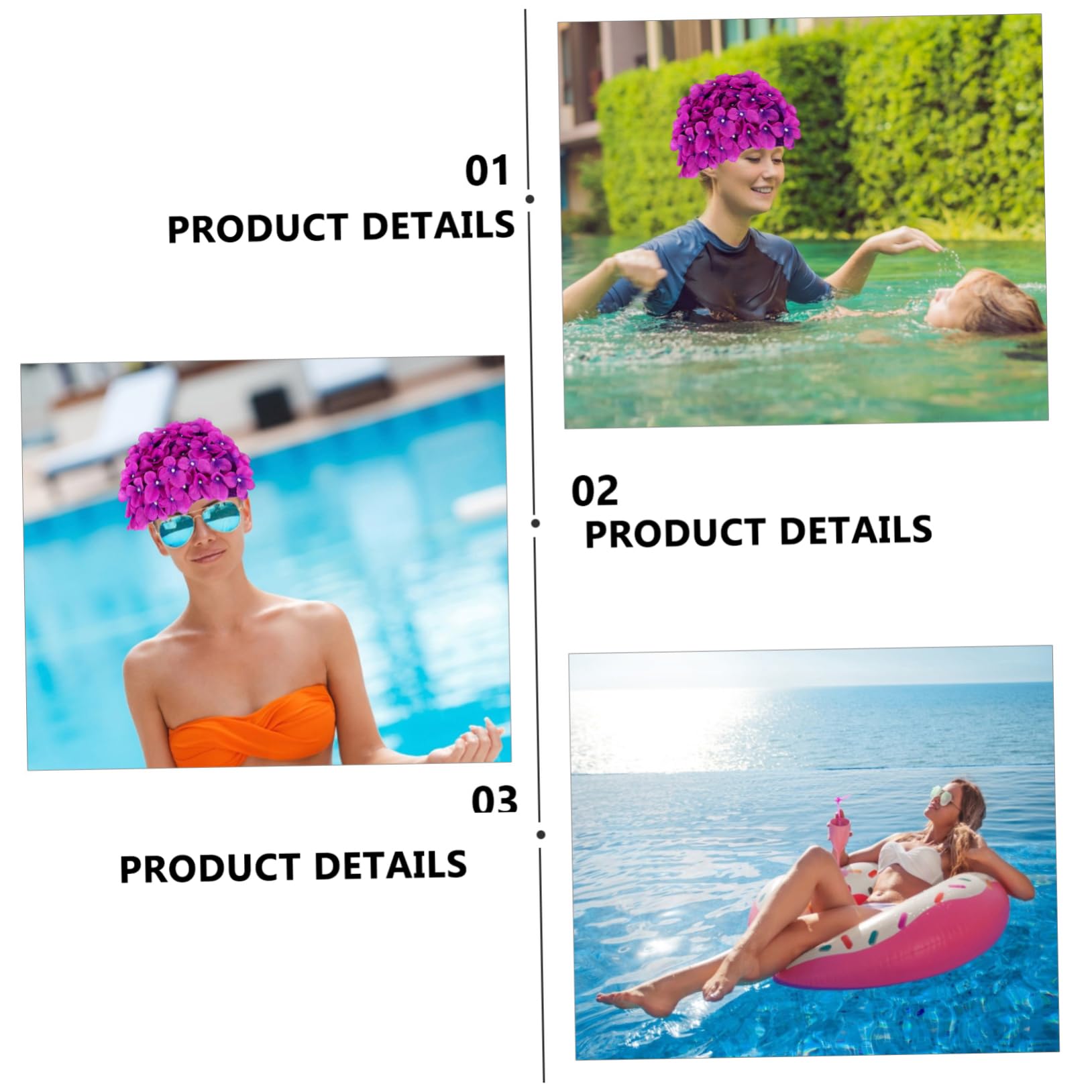 Toyvian 3 Cuffia Forma e Traspirante per e Protezione e Comfort per Piscina e Spiaggia Morbida Ed Ecologica Facile Indossare