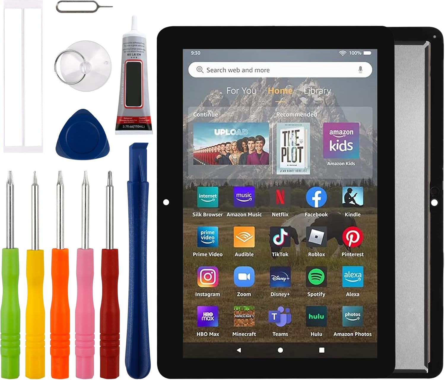 Duotipa [New] High Quality LCD Display Touch Screen Digitizer Assembly Replacement for Amazon Kindle Fire HD8 /HD8 Plus Tablet 10th Gen 2020 K72LL3 K72LL4 with Technical Repair Tools Kit-Black.