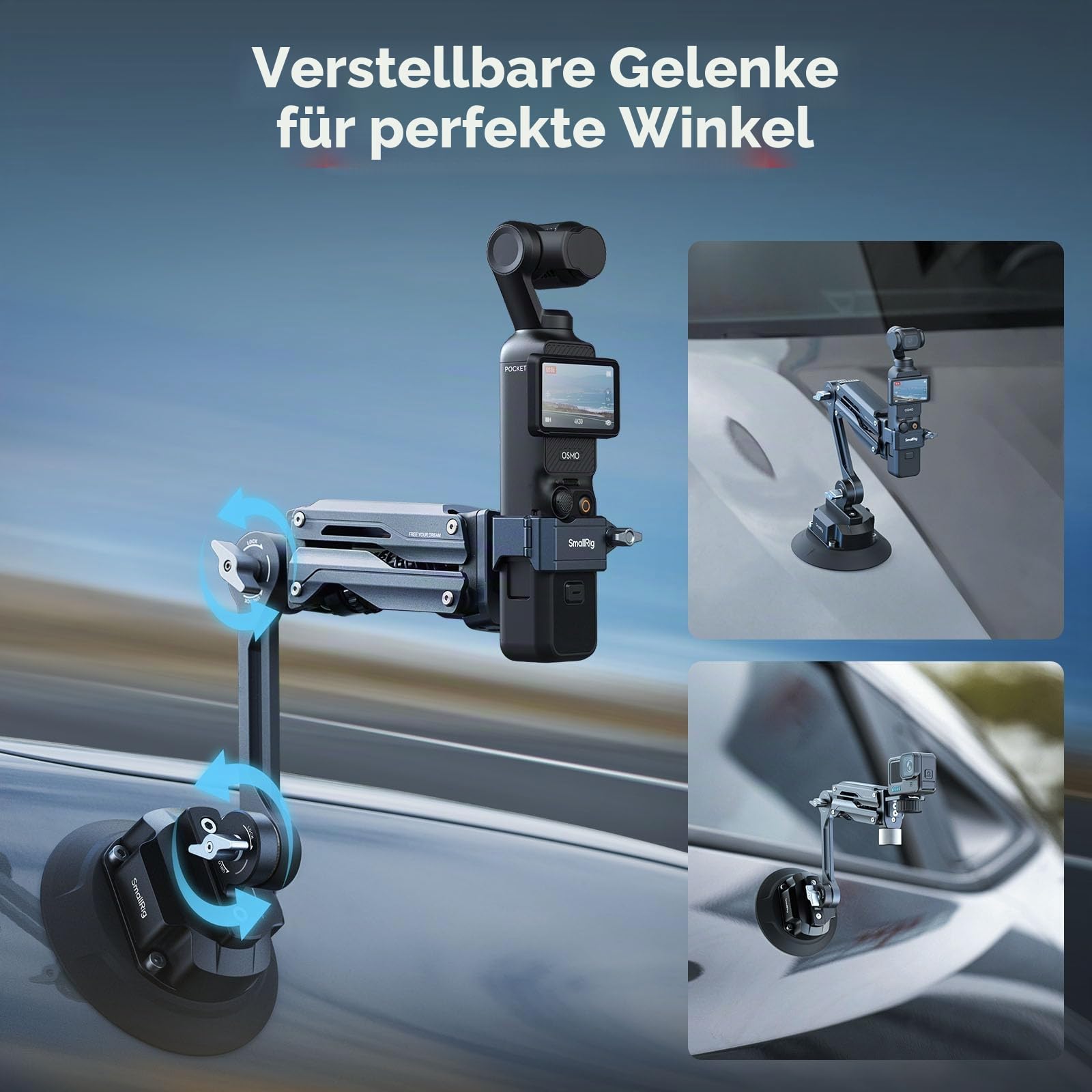 SMALLRIG 5'' Vakuum Saugnapf, elektronischem Stoßdämpfer, hydraulischer Dämpfung, für DJI Osmo Pocket 4/Osmo Pocket 3/Action 5 pro/für GoPro HERO13 / für Insta360 X5 / für Insta 360 Luna Ultra– 5507