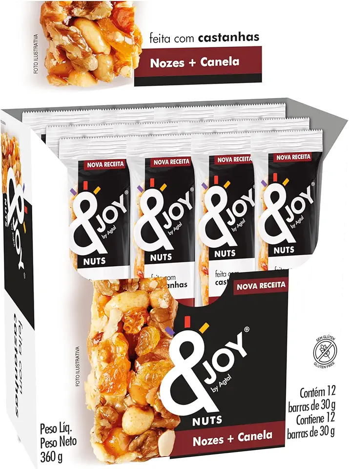 Barra de Nuts Enjoy - Sabor Nozes e Canela - Display com 12 unidades