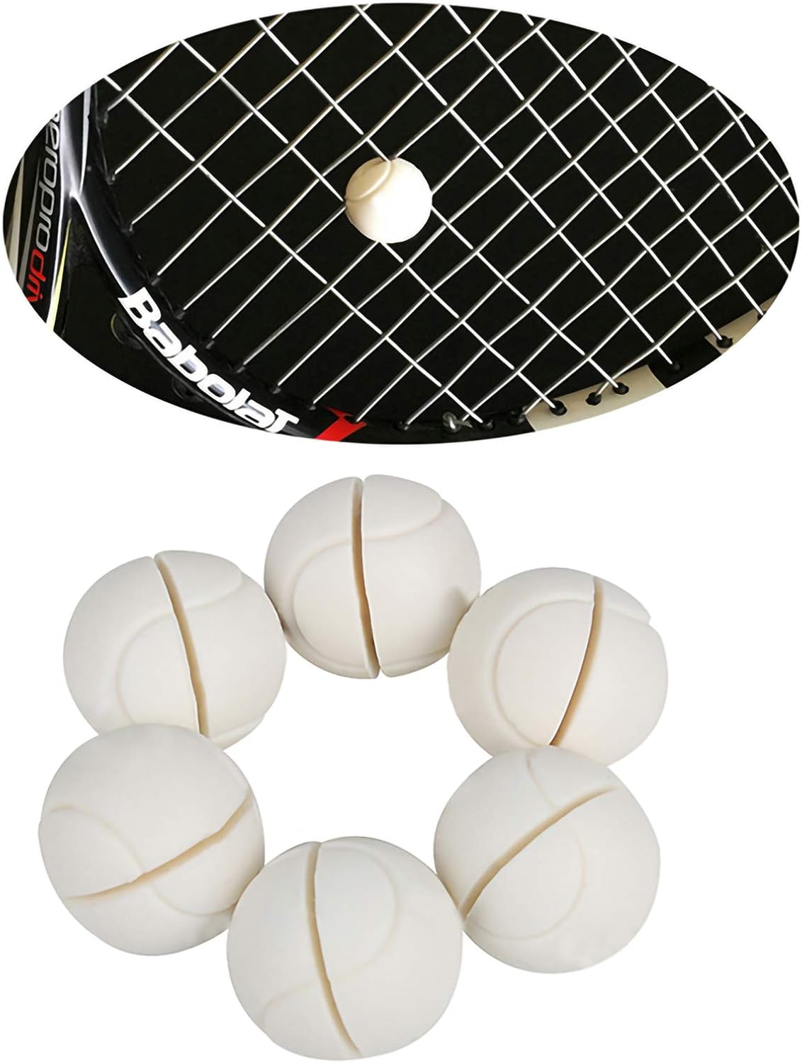 Andux 6pcs/Set Tennis Racket Vibration Dampeners Silicone Shock Absorbers Tennis String Shock Damping BZQ-02 (White) : Sports & Outdoors