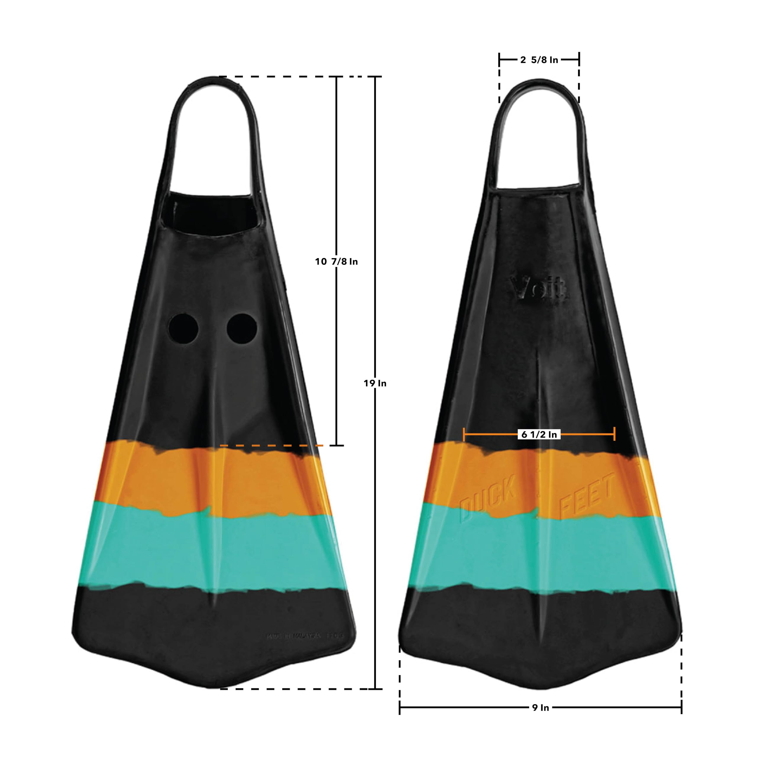 Amazon.com : Voit Duck Feet Swim Fins, Teal & Orange, Dual-Density