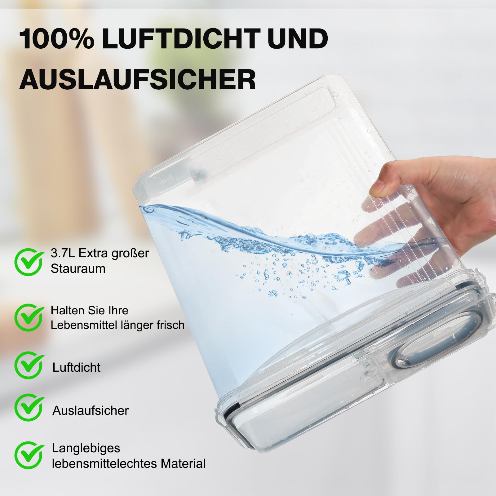 YASHE 3 Stücke Vorratsdosen Set 3.7L, Vorratsdosen mit Deckel Luftdicht, Kunststoff BPA freie Küche Aufbewahrungsbehälter für Mehl, Hafer, Aufbewahrungsbox Küche mit 16 Etiketten