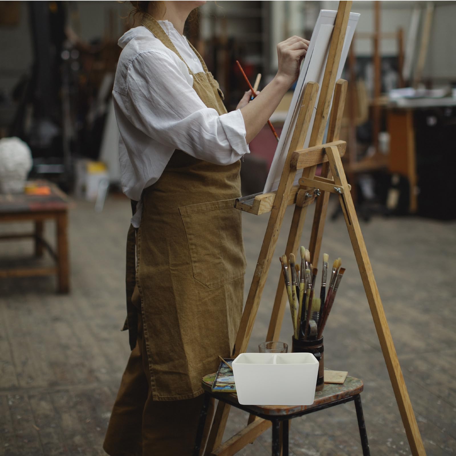 Beaupretty Calamaio in Ceramica Grande capacità per Calligrafia, Piatto per Inchiostro da Pittura, Contenitore Acqua per Lavaggio Pennelli, per Studio e Atelier Artistico