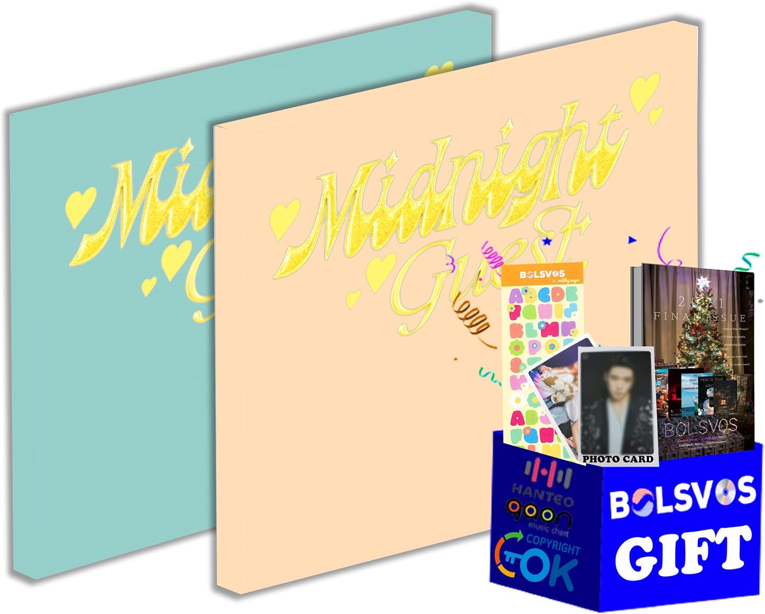 fromis_9 - Midnight Guest [Random ver.] (4th Mini Album) ONE RANDOM Album+Pre Order Limited Benefits+BolsVos K-POP eBook (28p),1EA BolsVos Sticker for Toploader, Photocards