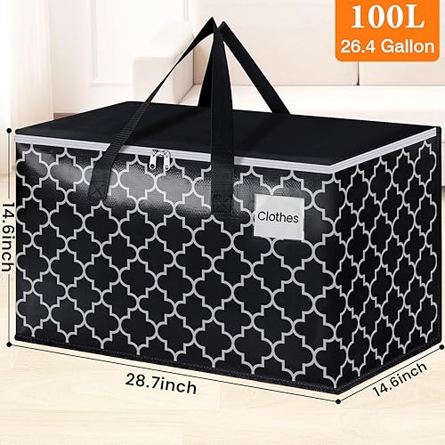 Miniatura 3 de HomeHacks Bolsas de mudanza resistentes con bolsillos para etiquetas, bolsas de almacenamiento plegables para mudanzas, campamento y viajes, cajas