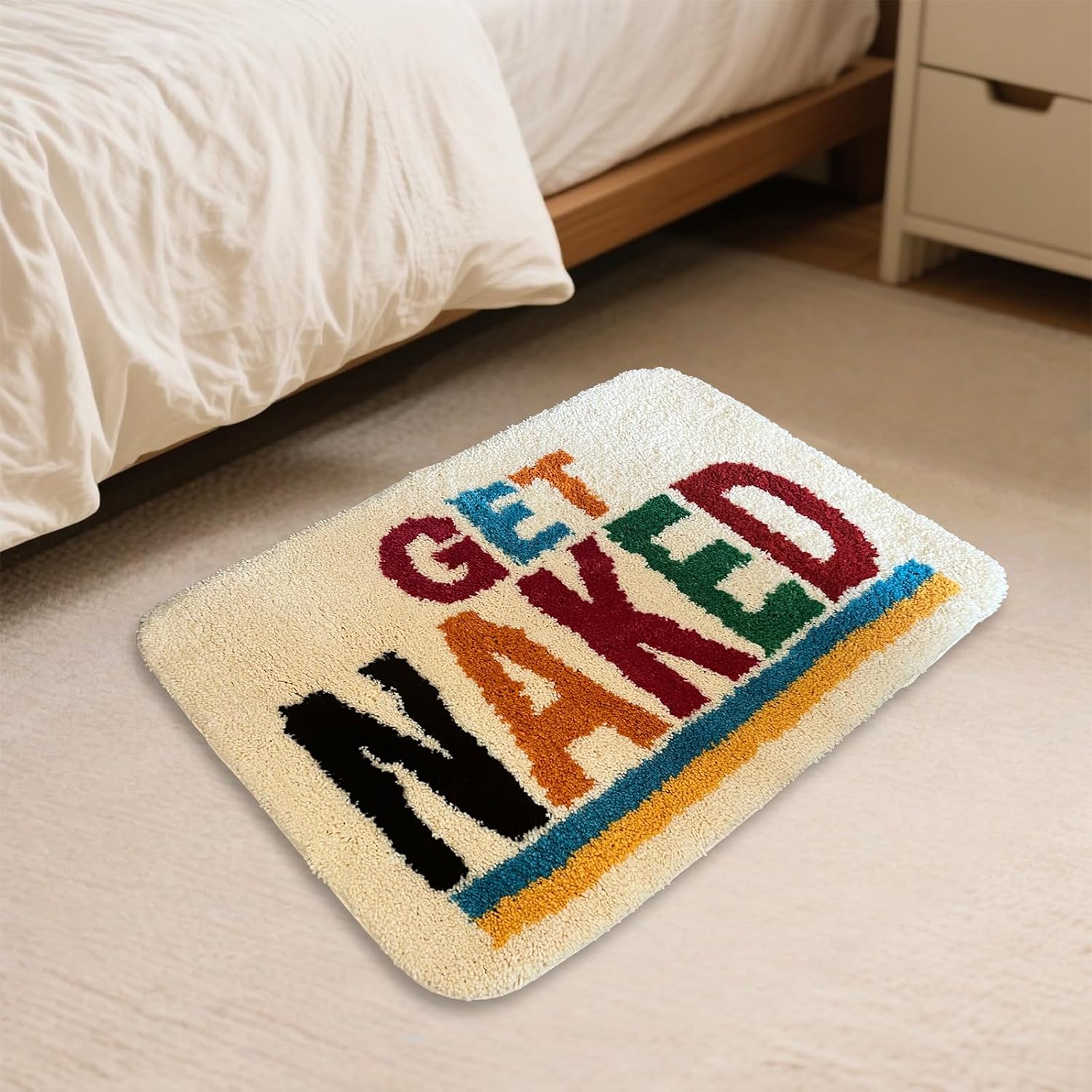 Get Naked Bath Mat, Bathroom Rugs,Non-Slip Bathroom Rugs, Cute and Fluffy Carpet, Room Decor,Machine Washable Bath Rug 20.9"X31.5"