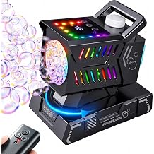 SHCKE Bubble Machine with Remote Control, Auto Rotation & 11 RGB Lights