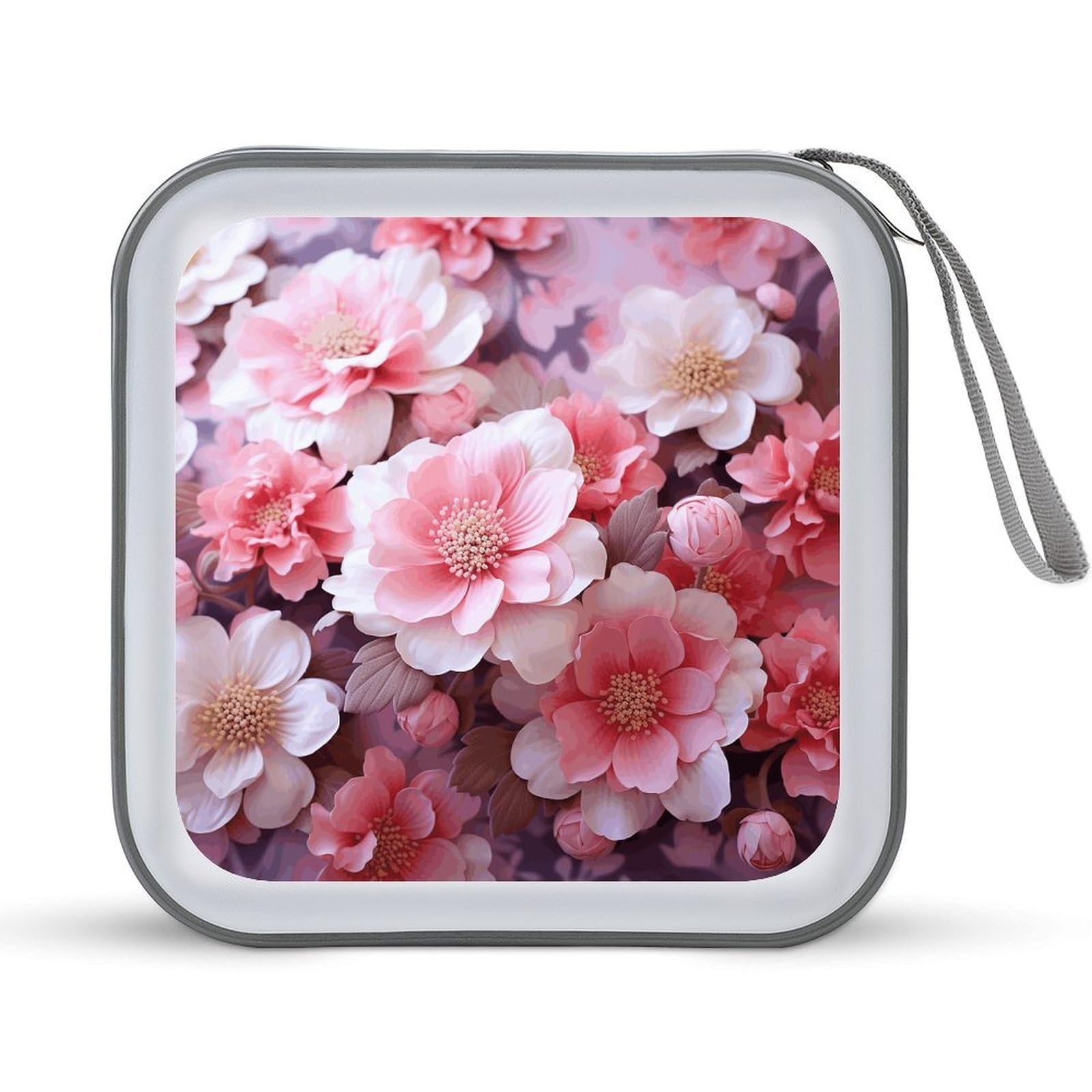VstaDank - 40 Capacity Pink Floral DVD Protective Case Folder Album Portable Disc Wallet for Car CD Hard Disk