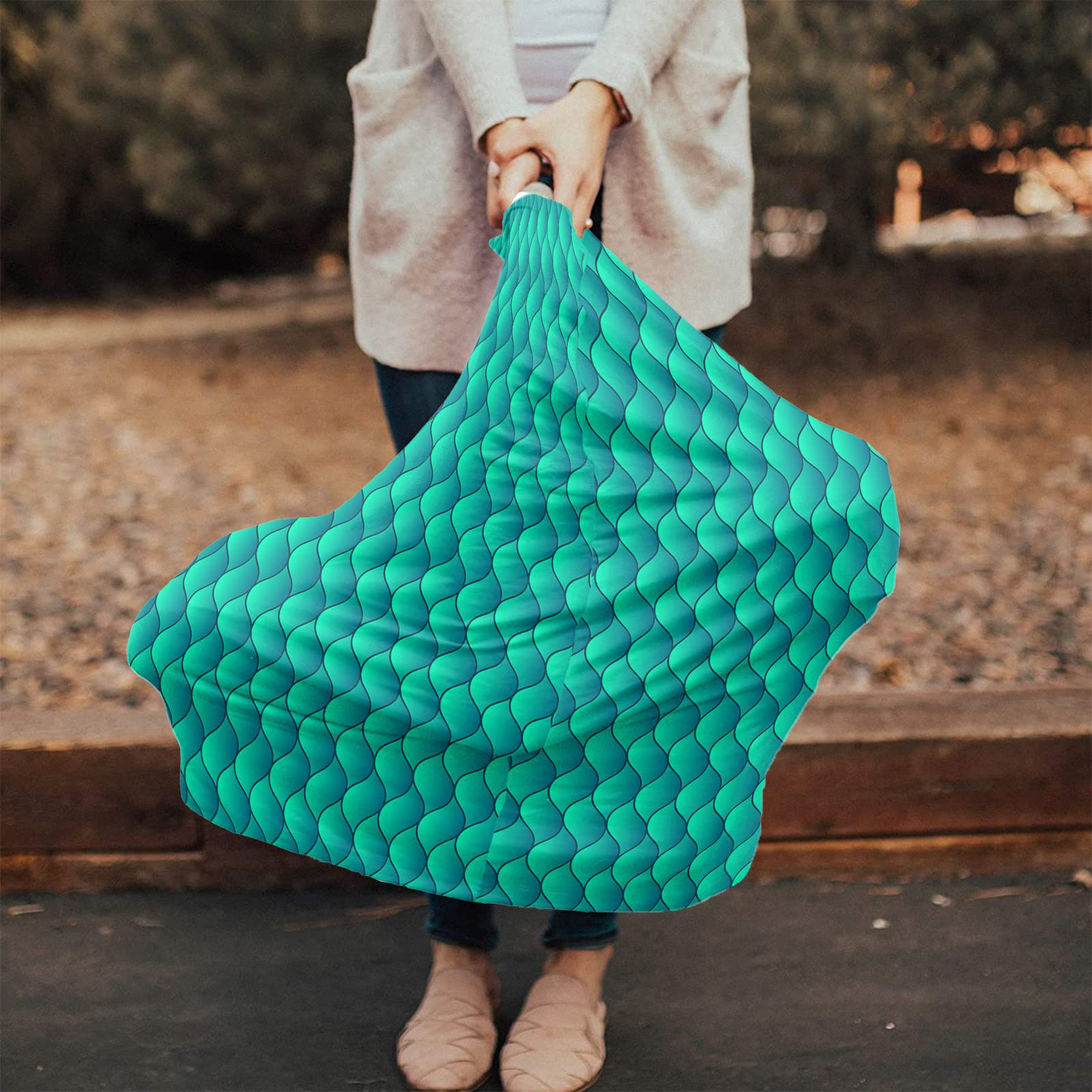 Nursing Cover for Breastfeeding Scarf, Green Gradient Geometric Abstract Baby Car Covers Super Soft Multi Use for Canopy Shopping Cart Cover Blanket Stroller Cover