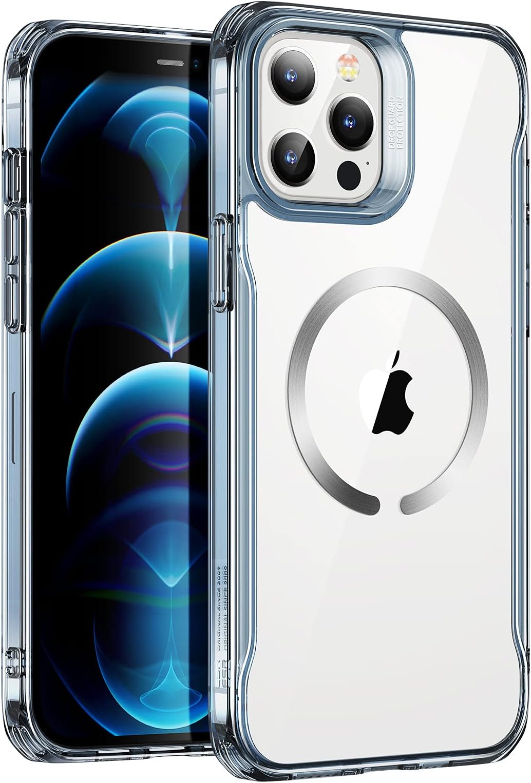 ESR for iPhone 12 Pro Max Case, Compatible with MagSafe, Scratch-Resistant Back, Grippy Protective Frame, Magnetic Phone Case for iPhone 12 Pro Max, Sidekick Hybrid Case (HaloLock), Blue