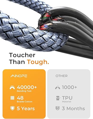 Miniatura 6 de AINOPE Cable micro 3.0, nueva actualización Cable USB AC a Micro B de 3.3 pies trenzado de nailon, cable de disco duro externo tipo AC macho a Micro