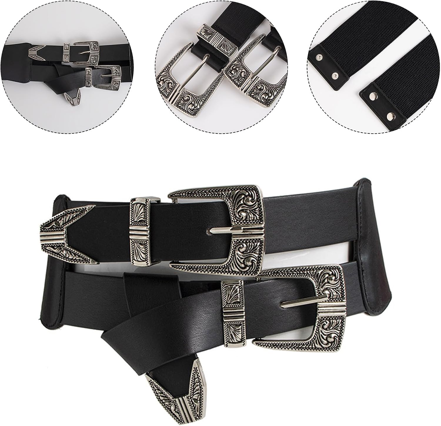 Adult Adjustable Length Waist Belt With Unique Embossed Buckle Waistband PU Waist Belts For Rock Fan Wear