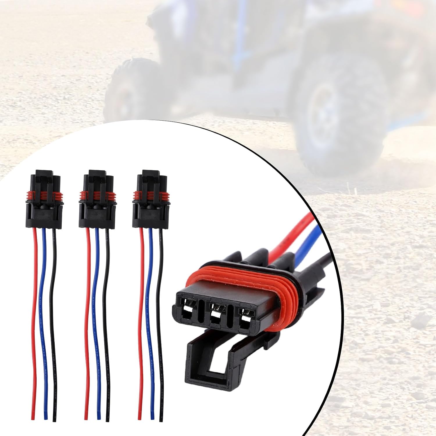 3pcs Pulse Bar Connectors Power Plug Harness for Polaris, Power Plug Wire Bus Bar Pulse Wiring for Ranger XP 1000/RZR/RS1/General 2018-2025 (Black, Blue, Red)