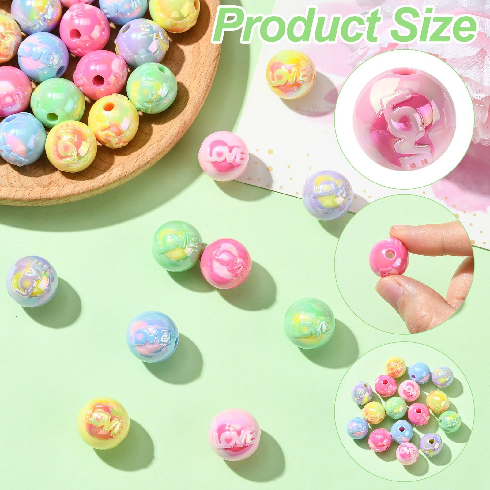 UR URLIFEHALL 50Pcs Acrylic Round Beads with Word Love Colourful Bubblegum Beads for Beadable Pens Bracelet Jewellery Making Keychain Crafts - Image 3