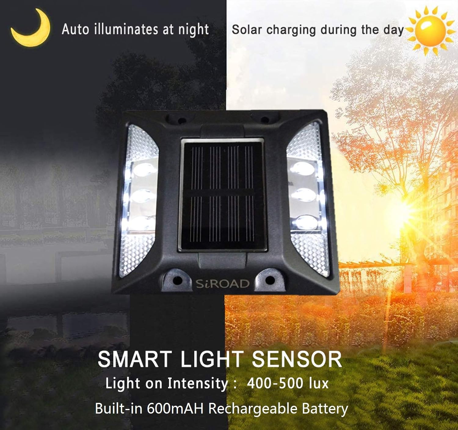 Solar Driveway Deck Light, IP68 Waterproof Outdoor Reflectors Driveway LED Light for Dock Walkway Lane Porch Patio Pathway Garden Yard Road Markers (Cold White, 6 Pack)