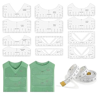 T-Shirt Ruler Guide 12 Pack PVC T Shirts Alignment Tool with Clothing ...