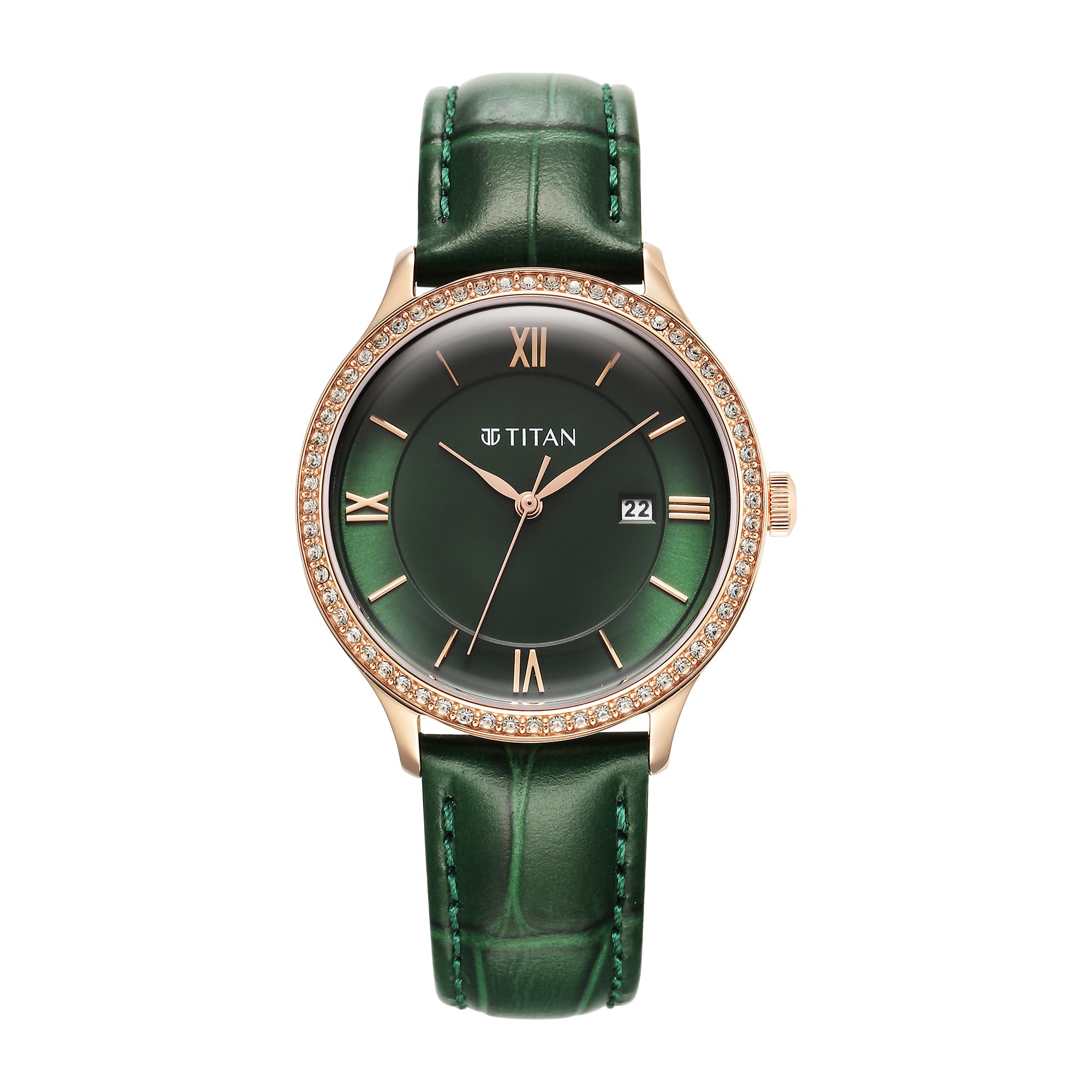 Titan Bright Leathers Green Dial Analog with Date Leather Strap Watch for Women-NS95247WL02 (B0CCS45B9R) Amazon Price History, Amazon Price Tracker