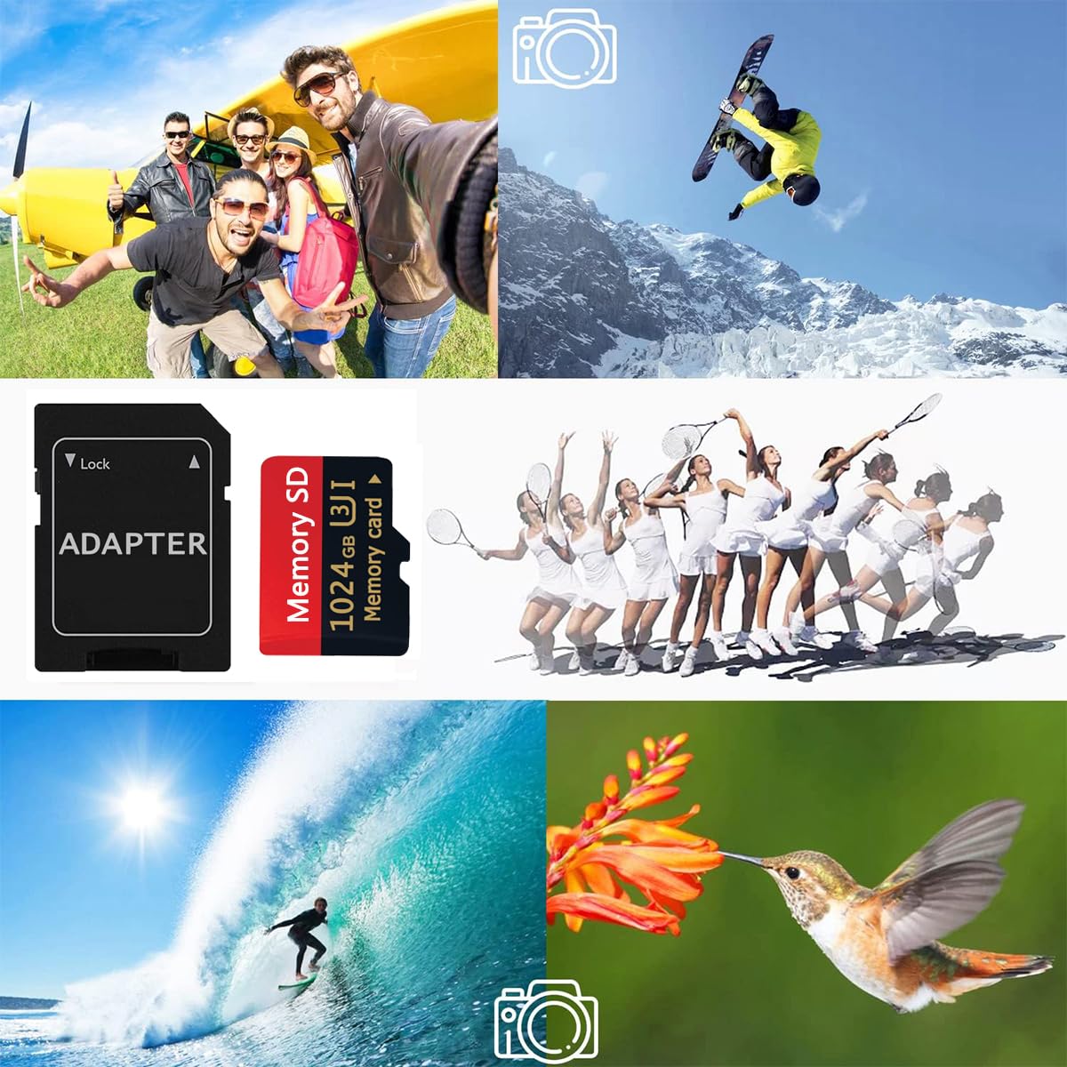 Scheda SD 1024GB - Card Alta Velocità Scheda TF 1024GB Impermeabile Memoria SD Mini Memory Card con Smartphone/Fotocamera/Tablet/Drone/Smart TV