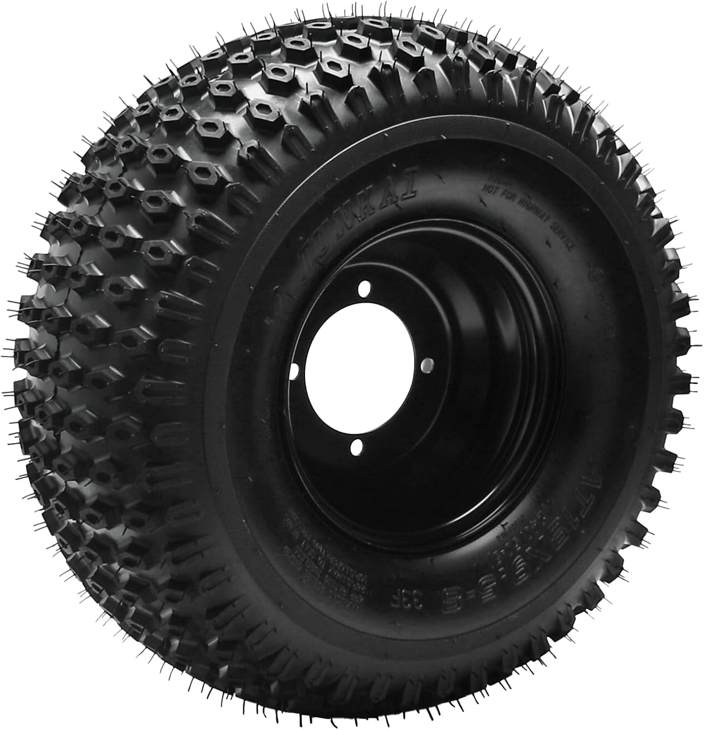 18x9.50-8 ATV Tubeless Tire and Iron Rim Combo, 4PR 18x9.5-8 Off-Road Tire Wheel, with Black 4 Lug 110mm Spacing 23T Spline Rear Axle Wheel Hubs, for Go-Kart Buggy UTV Tractor Mower Drift Trike