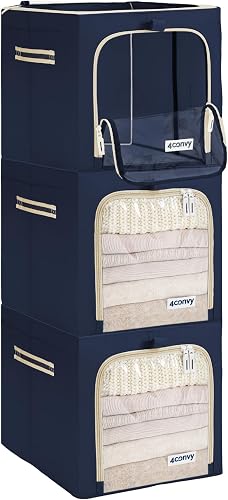 4CONVY Boîte de Rangement Vêtements avec Cadre en Métal -…