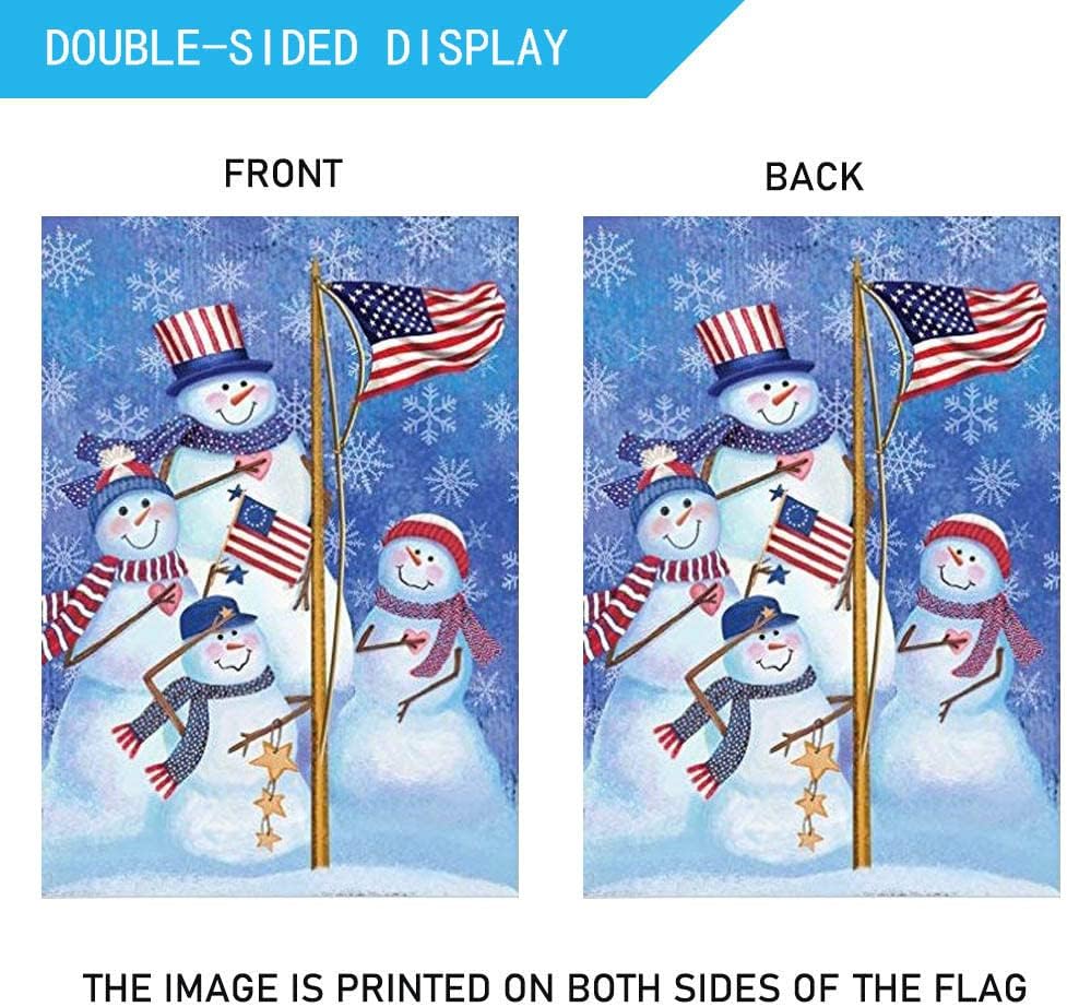Christmas Snowman Family Garden Flag 12.5" x 18" Winter Snowflakes Small Flag Decorative Double Sided Flag for Winter Xmas Holiday Farmhouse Yard Outdoor Decoration - Image 4