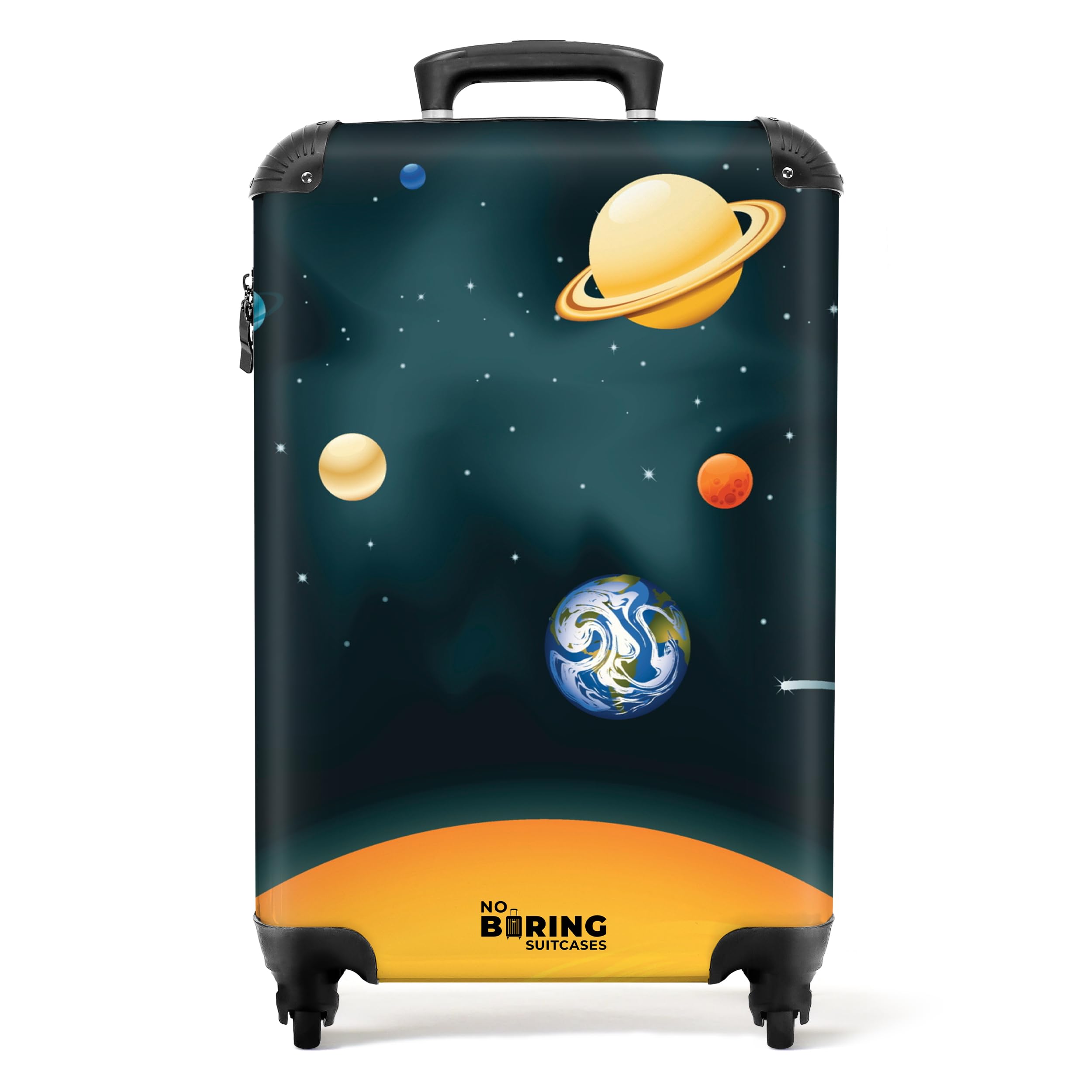 NoBoringSuitcases.com® Kinderkoffer Trolley Handgepäck Carry on Luggage, Kinder Koffer Jungs Geschenke - Planeten - Weltraum - Erde - Koffer Kinder Jungen Koffer klein, 55x40x20