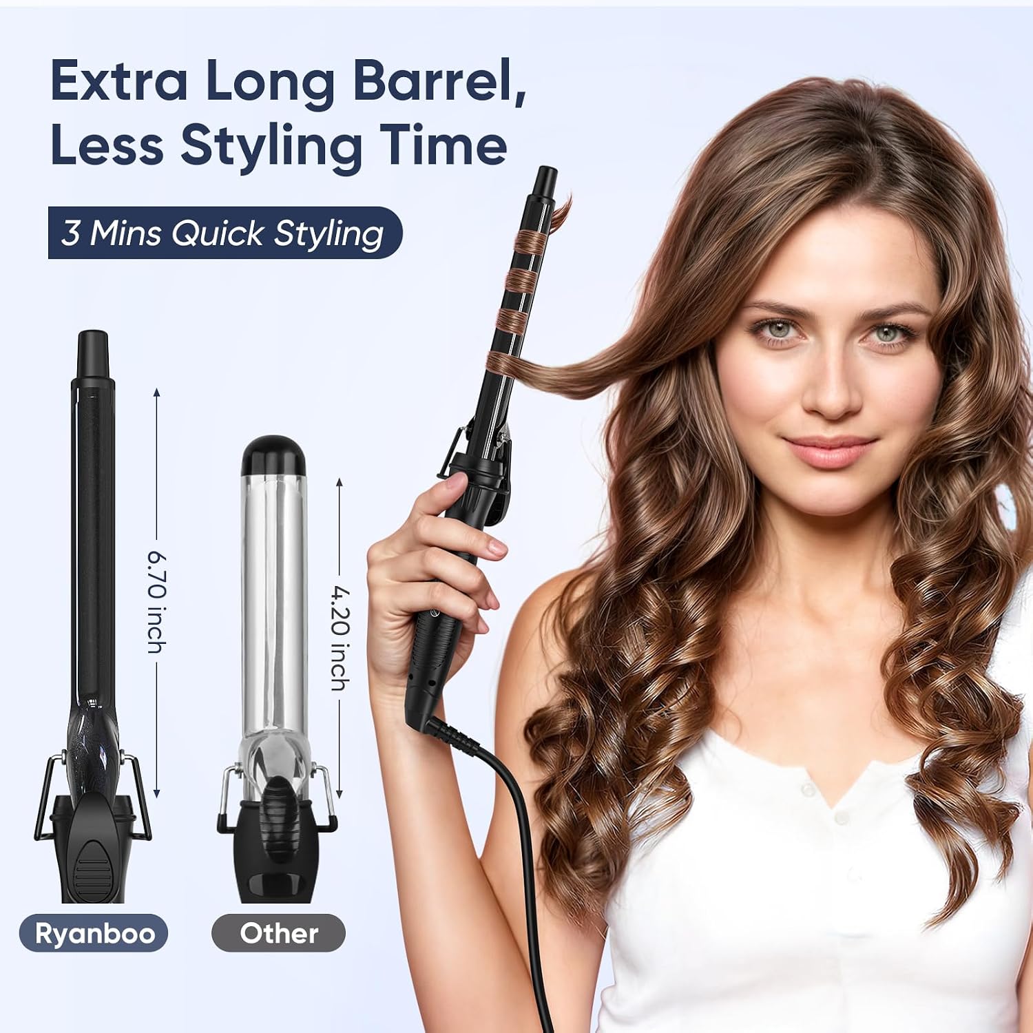 Hair Iron, 19mm/0.75 inch Curling Iron, 5 Temperature Settings, Professional Spring Curling Iron for All Hair Types, Max 430℉, Suitable for Worldwide Voltage (Black)
