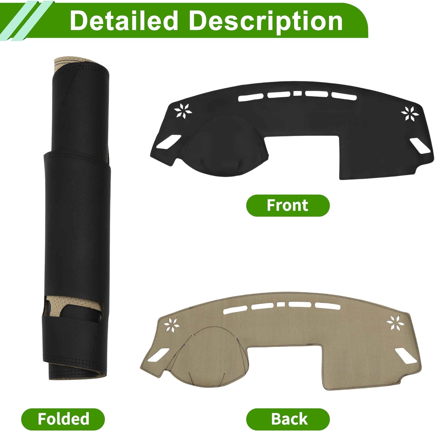 Dashboard Cover for Mitsubishi Eclipse Cross 18-25 Dash Cover Mat Carpet Center Console Dash Cover Mat Car Interior Anti-Slip Faux Leather Black 1 Pc