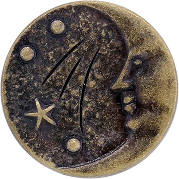 Bezelry 12 Pieces Starry Night Man in the Moon Metal Shank Buttons. 20mm 3/4 inch Antique Brass