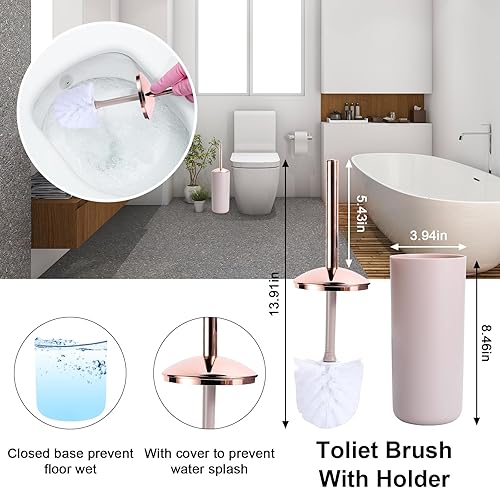 Miniatura 3 de Juego de baño beige con cortina de ducha y alfombras, 25 piezas completo basura, dispensador de jabón, jabonera, cepillo de inodoro, soporte para