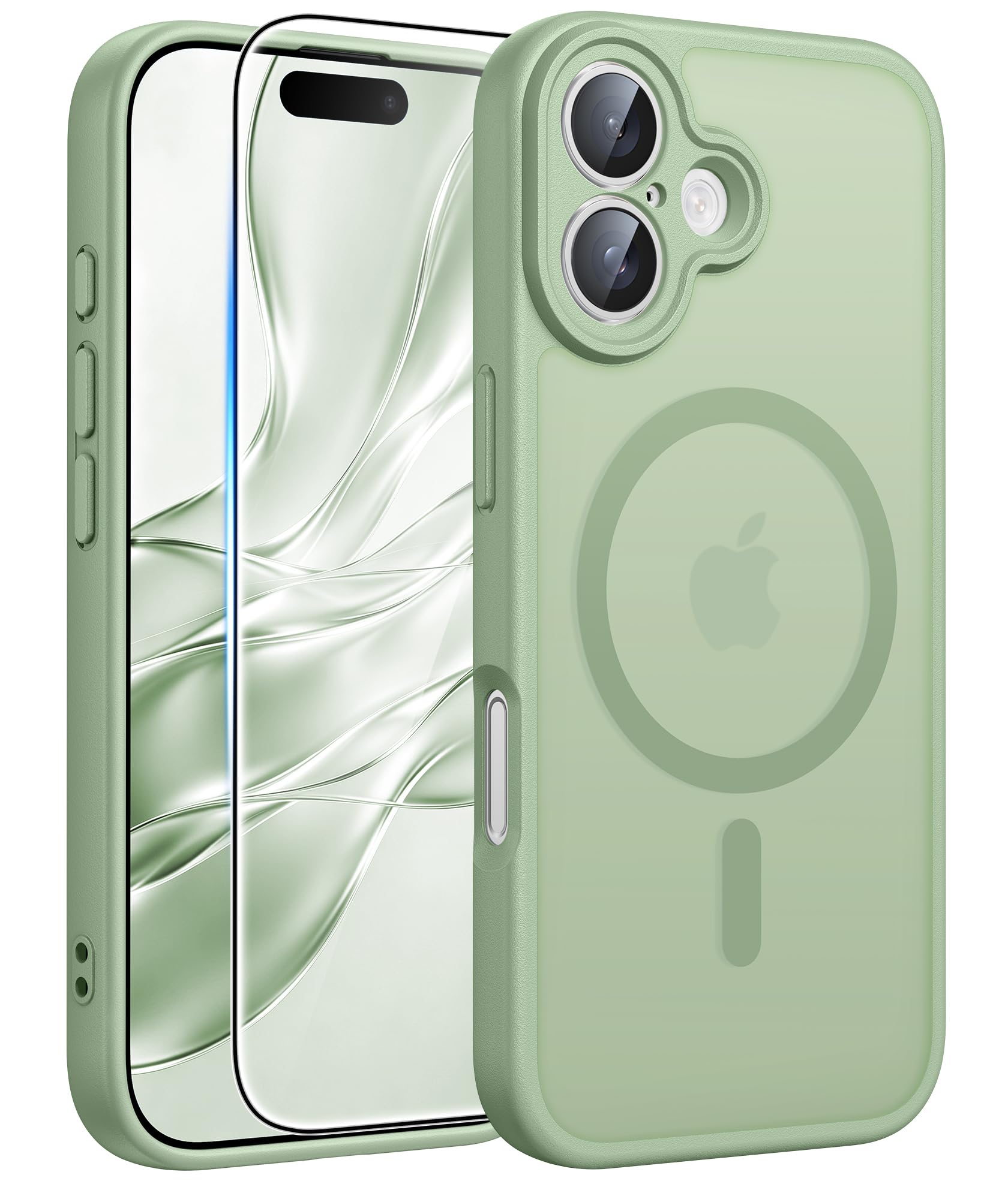FNTCASE for iPhone 16 Plus Case Light Moss: Compatible with MagSafe