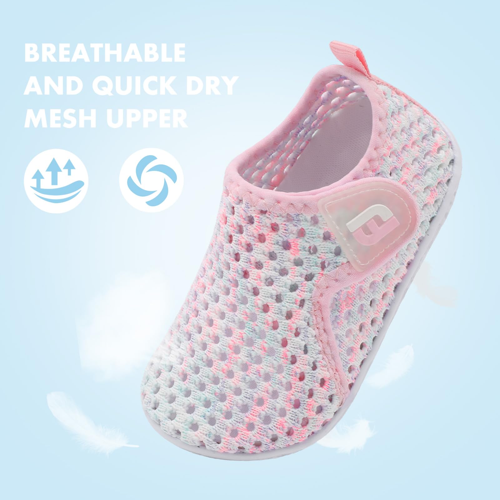 Baby Girls Boys Water Shoes Swim Toddler Barefoot Water Sports Sandals Aqua Socks Sneakers First Walking Shoes for Beach Color WhitePink 12-18 Months Infant