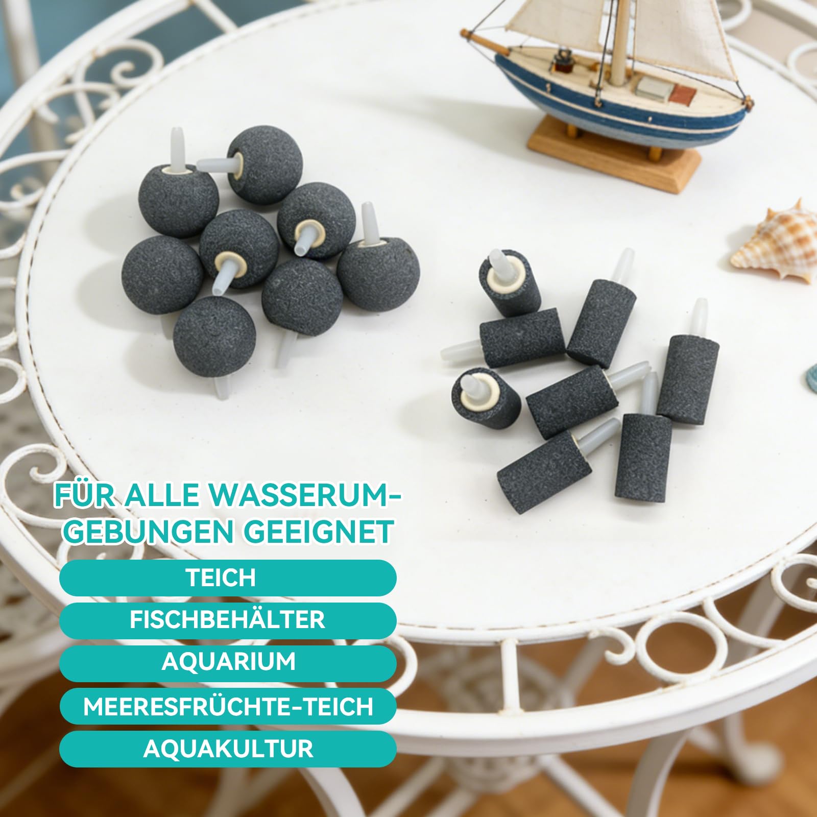 20 Stück Aquarium Luftstein Sauerstoffsteinscheibe Zylinderförmig und Kugelförmig Form des Steins Sauerstoff Diffusor für Luftpumpen,Eimer,Hydropnik,Kleine Teiche(15 mm, 28 mm)