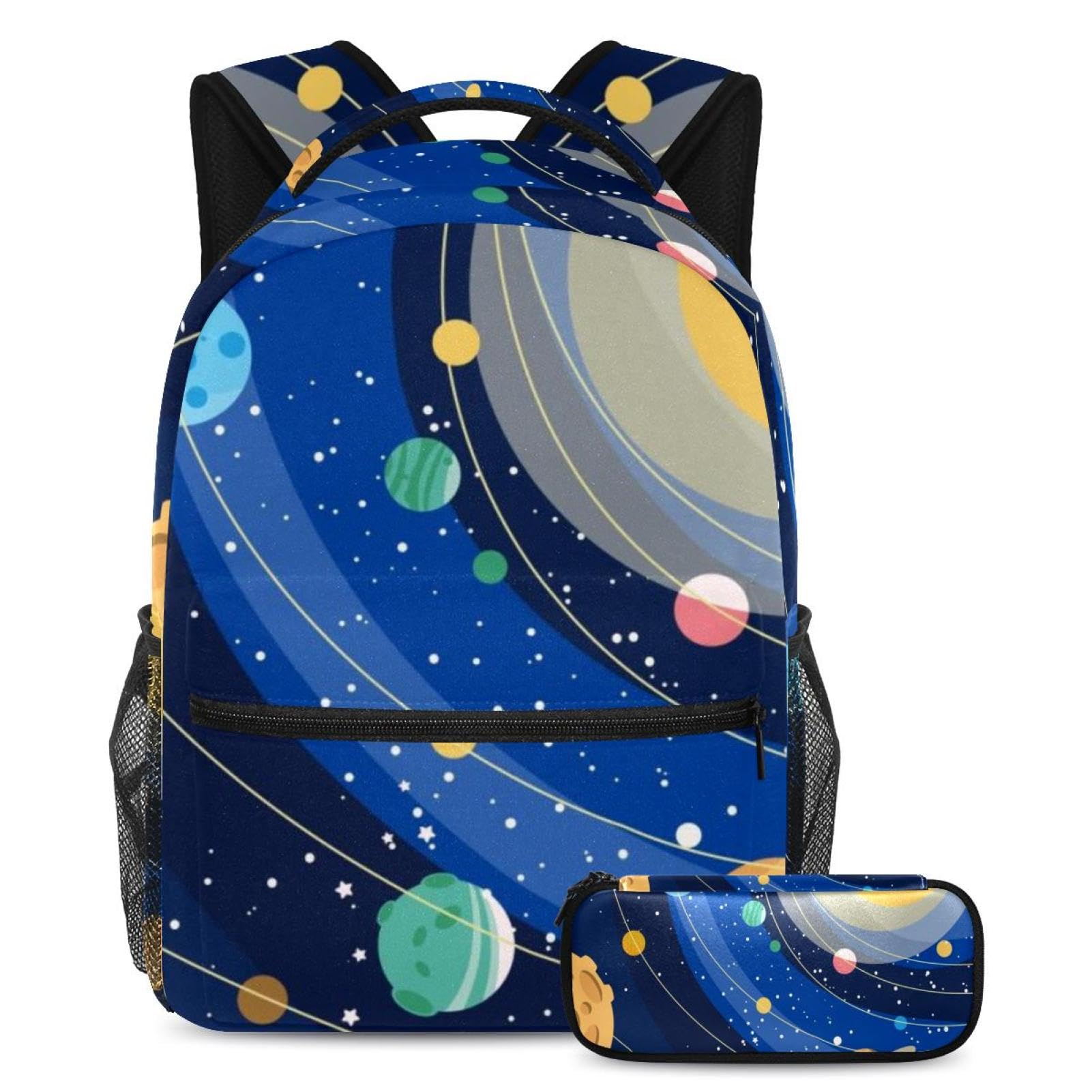 Sac à dos enfant imprimé planets avec grande trousse à crayons