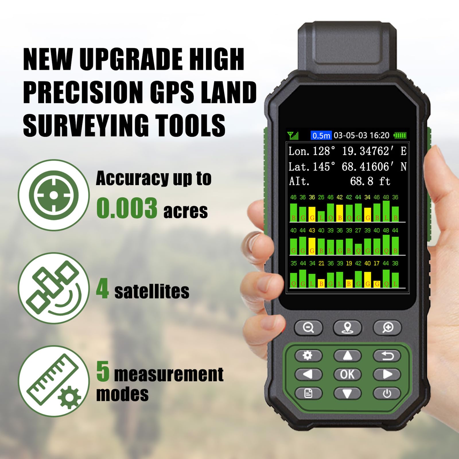 Tragbare Landvermessungswerkzeuge/Tragbares GPS-Landmessgerät, Tragbares GPS Für Die Vermessung Mit 3,2-Zoll-Farbbildschirm Für Die Messung Von Neigungsdistanz/Fläche