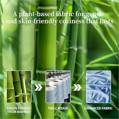 Miniatura 5 de Shilucheng Sábanas 100% viscosa derivada de bambú, tamaño Queen, 4 piezas, ultra refrescantes y sedosas, bolsillo profundo de 16 pulgadas, perfectas