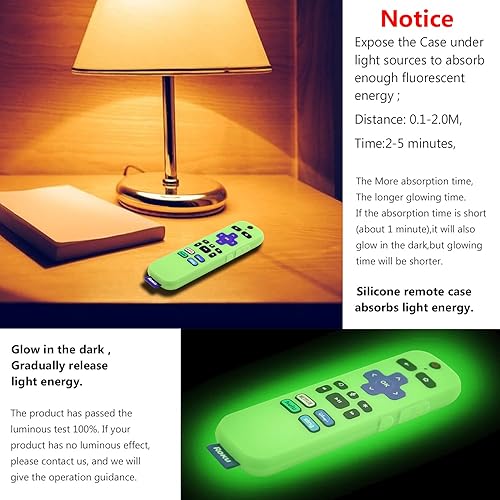 Miniatura 2 de Pinowu - Funda para control remoto (brilla en la oscuridad) compatible con el mando a distancia por voz Roku, funda de silicona antideslizante