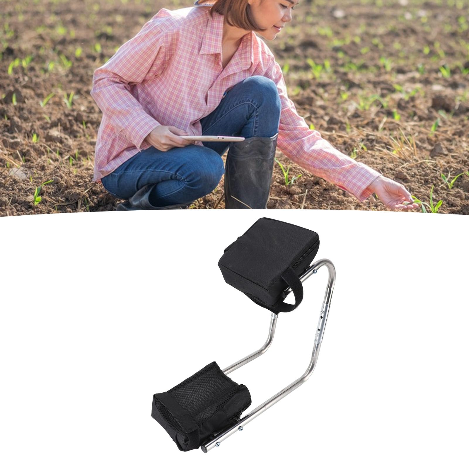 Knee Seat Gardening Tool, Stainless Steel Ergonomic Ankle Support for Garden Work