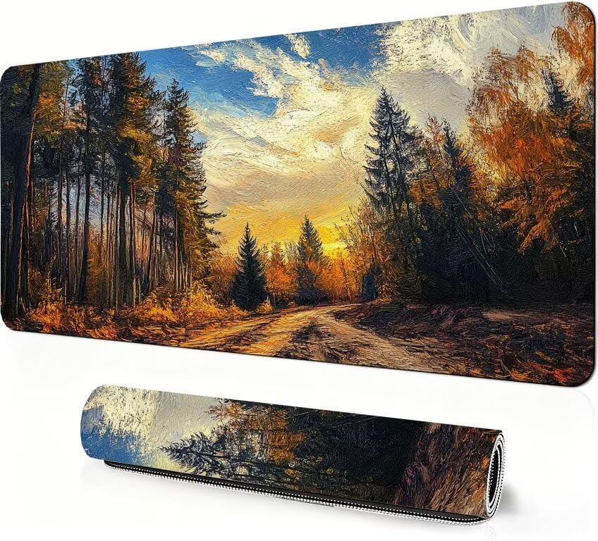 Abstrakcyjna podkładka pod mysz XXL 1200 x 600 x 3 mm, podkładka pod mysz z szerokim lasem podkładka do gier, przyszyte krawędzie, antypoślizgowa gumowa podkładka pod mysz, do biura i gier, prezenty