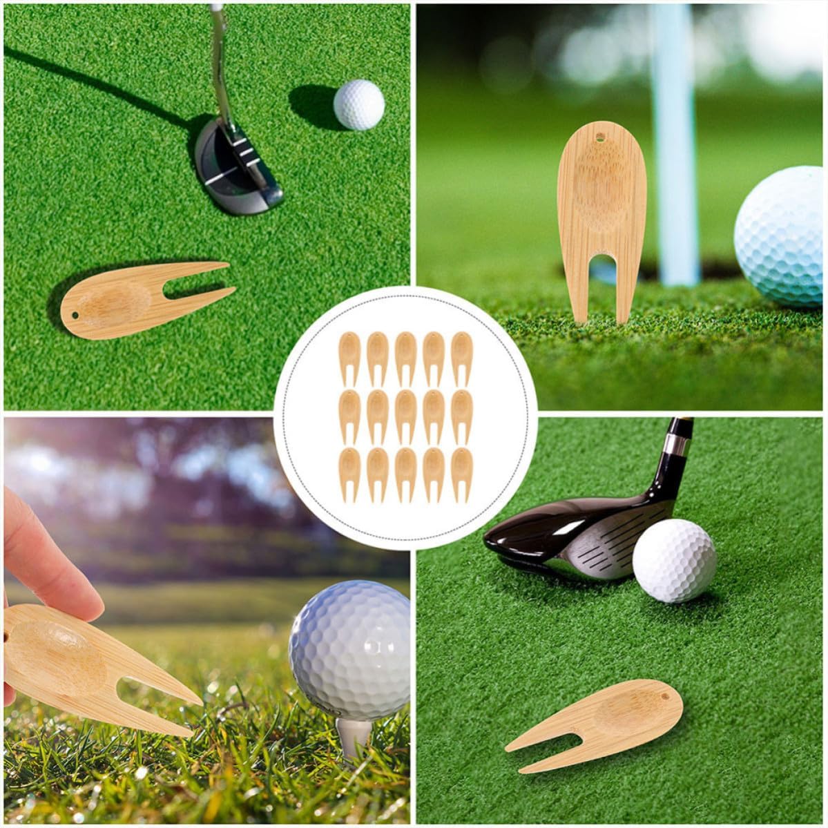 16pcs Multifunctional Golf Divot Tool with Ball Marker for Golf Turf and Pitch Mark Repair Lightweight Portable Lawn Maintenance Tool