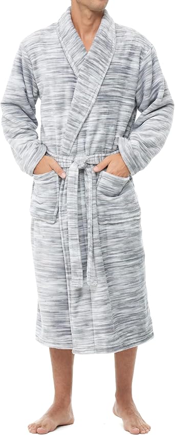 Alexander Del Rossa Mens Robe Plush, Bath Robe for Men, Lightweight Robes, Warm Fleece Bathrobe